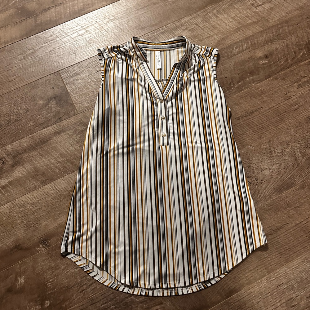 PerSeption Concept Gold and Black Striped Top - Picture 2 of 4